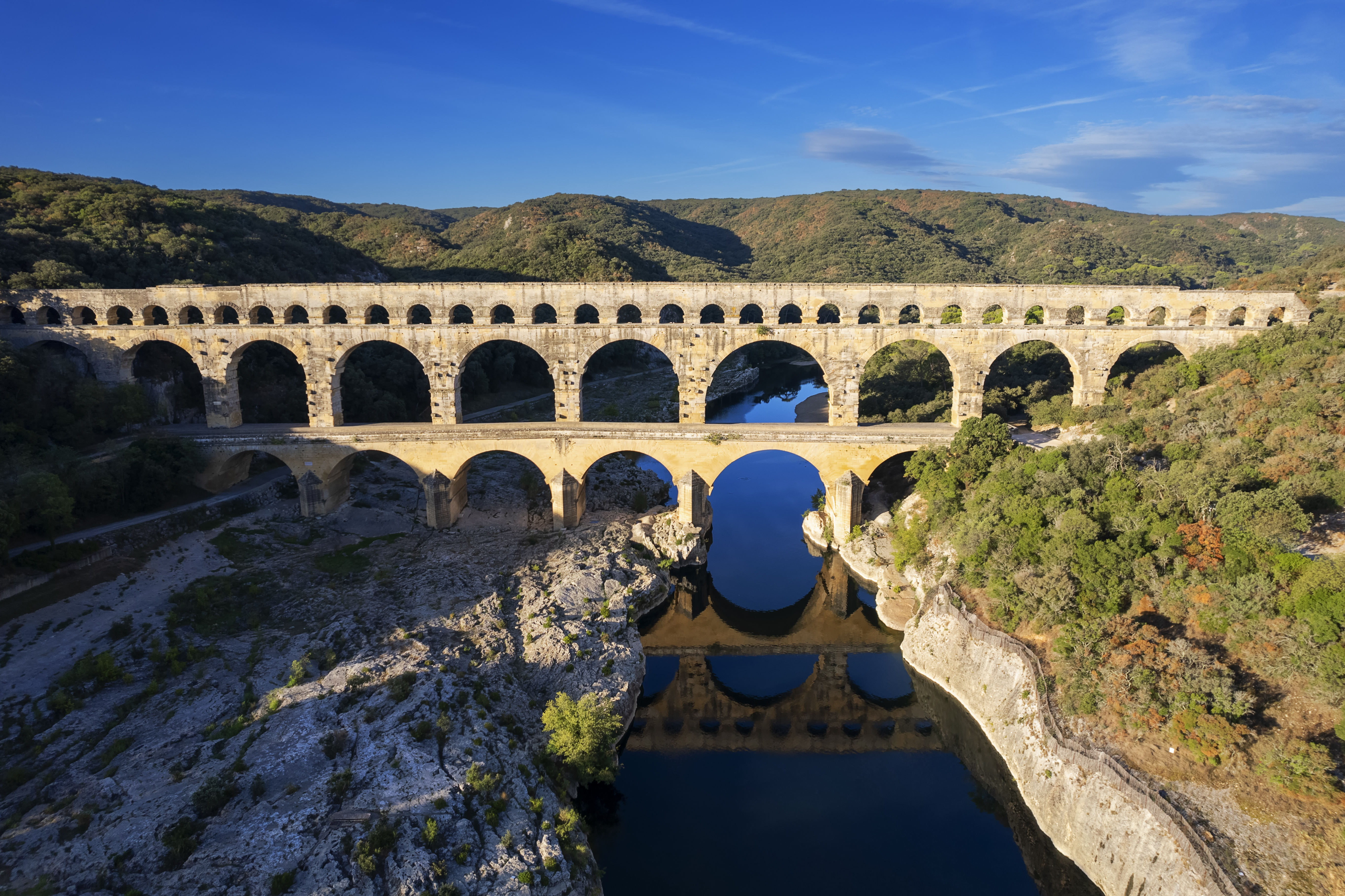 Aerial view of famous Pont du Gard